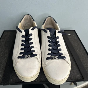 Tenis Michael Kors Irving a Rayas con Logotipo de Cordones Cuero Blanco Azul W Talla 11 M * - Imagen 1 de 12