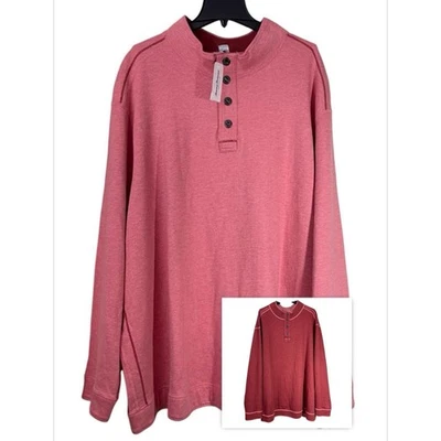 Tommy Bahama Flipfield Snap Mock Mens 4XLB Candy Rose Heather Henley Sweatshirt - Image 1 of 4