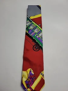 Cravatta Gianni Versace couture vintage anni 80 stampa seta rara scena Italia Versace  - Foto 1 di 10