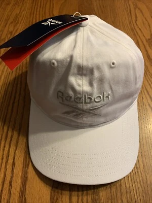 REEBOK Mens White Cotton Adjustable Buckle Logo Baseball CAP NWT - Imagem 1 de 4