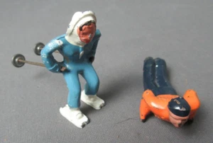 2 figuras de plomo vintage - 1 esquiador y 1 deslizador de vientre - pintado a mano - EE. UU. - 120 - Imagen 1 de 9