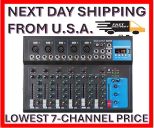 7-CHANNEL PORTABLE AUDIO MIXER BOARD W/BLUETOOTH USB DJ STAGE STUDIO: Low Price! - Picture 1 of 14