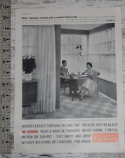 1955 Fiberglas Vintage Print Ad Curtains Sheer White Decor Man Woman Table Dine