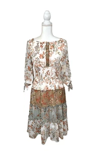 NWT Fig & Flower Anthropologie Boho Peasant Midi Knee Length Dress Womens Medium - Picture 1 of 11