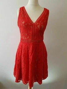 Vestido patinador para mujer rojo Oasis Plunge cuello en V Reino Unido 12 - Imagen 1 de 12