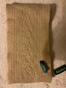Vintage Lauren Ralph Lauren 70 % Lammwolle 20 % Angora Nylon Zopfmuster Schal Neu mit Etikett - Bild 1 von 5
