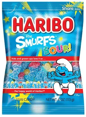 Caramelo Haribo of America Sour Smurfs, 4 onzas Foto 1 de 4