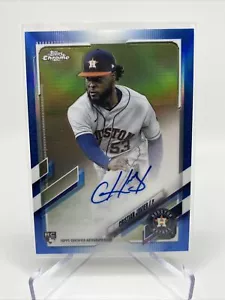 2021 Topps Chrome Cristain Javier Rookie-Auto Blue Refractor #/150 - Picture 1 of 7