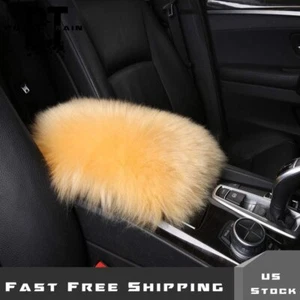 Gold Furry Car Universal Fit For Center Console Armrest Cushion Trim Pad Cover - Picture 1 of 10