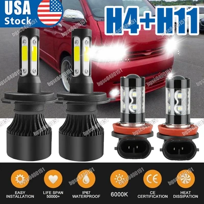 4x 6000K LED Headlight Hi/Lo Beam+Fog Light Bulbs Kit for Toyota Hiace 2006-2015 - Image 1 of 4