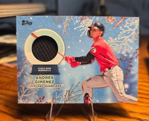 2023 Topps Holiday Mega Andres Gimenez Silver Metallic Jersey /10 Guardians - Picture 1 of 3