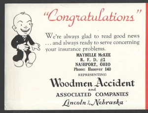 VNTG Large Advertising Ink Blotter WOODMEN ACCIDENT Maybelle McKee NASHPORT OHIO - Picture 1 of 6