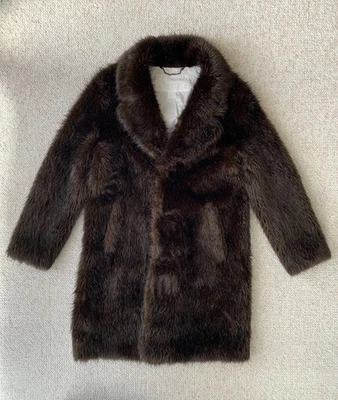 Abrigo largo marrón castor de piel sintética marrón 42R Maison Martin Margiela para H&M FW12 Foto 1 de 4