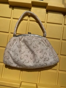 Vintage Corde Bead by Lumured White Beaded Clutch Abendtasche 50er/60er Jahre - Bild 1 von 12