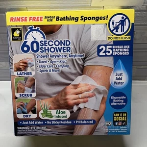 New!🧼 60 Second Shower, 25 Single-Use Bathing Sponges Travel/GYM PH Balanced!🚿 - Picture 1 of 5