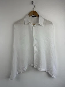 Eskandar Blouse 100% Linen White Shirt Oversized Boxy Asymmetric Sleeveless - Picture 1 of 8
