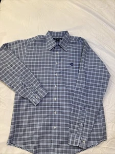 BROOKS BROTHERS SHIRT BOYS SZ XL BLUE WHITE WINDOWPANE PLAID NON-IRON - Picture 1 of 4