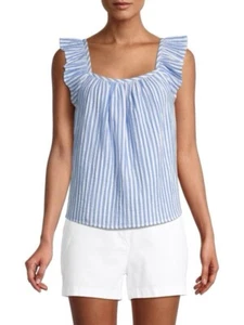 Camicetta donna Vineyard Vines a righe garzate con volant/blu nuova con etichetta grande - Foto 1 di 12