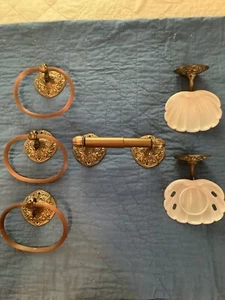 MCM Franklin Brass 6 Piece Bathroom Accessories Set 3 Towel Rings + Eldorado - Picture 1 of 12