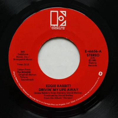 Eddie Rabbitt  Drivin' My Life Away / Pretty Lady 45 rpm Vinyl 7" Single E-46656 Foto 1 de 4