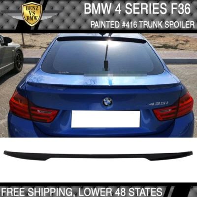 Fits 15-20 BMW F36 4 Series Trunk Spoiler ABS Painted #416 Carbon Black Metallic Foto 1 de 3