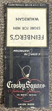 VINTAGE CROSBY SQUARE MEN’S SHOES MATCHBOOK COVER, FEINBERG’S WAUKEGAN
