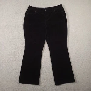 Talbots Corduroy Pants Women Size 16p Petite 34x28 Zip Curvy Bootcut Black  - Picture 1 of 13