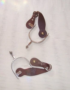 Cow boy Cow girl metal Western Spurs and straps leather worn once horse rodeo - Picture 1 of 2
