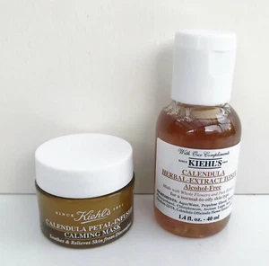 Kiehl's Calendula Petal-Infused Face Mask + Herbal Extract Toner, 14ml+40ml, NEW - Picture 1 of 4