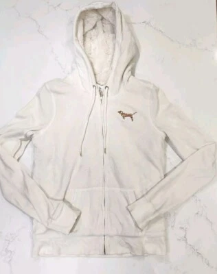 Chaqueta Victoria's Secret ROSA Talla Pequeña Difusa Interior Cremallera Completa Lentejuelas Blanco Foto 1 de 4