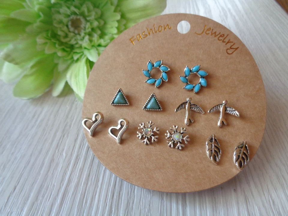 Ohrstecker Howlith Edelstein türkis Imitat od.silber 6 versch. Größen  - Bild 1 von 1