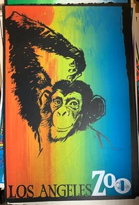 LOS ANGELES ZOO VINTAGE 1967 SILK SCREENED ORIGINAL ART POSTER By EARL NEWMAN - Picture 1 of 8