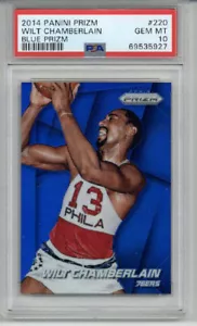 2014 PANINI PRIZM BLUE PRIZM #220 WILT CHAMBERLAIN CARD /99 76ERS PSA 10 POP 4 - Picture 1 of 2