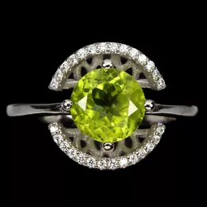 925 Sterling Silver Ring Round Peridot 7mm Cz Gemstone Jewelry 8 - Picture 1 of 10