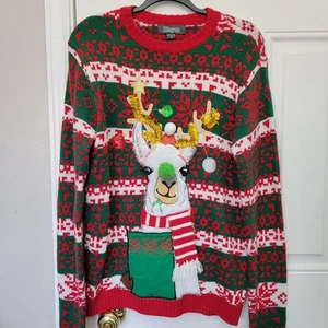33 Grad Lama Ugly Christmas Holiday Pullover Bierhalter Tasche Party klein - Bild 1 von 10