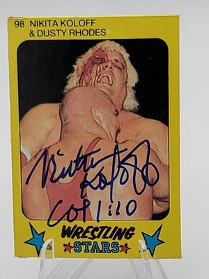 🩸NIKITA KOLOFF 1986 MONTY TARJETA FIRMADA AUTÓGRAFO RC LUCHA LIBRE #98 DUSTY RHODES Foto 1 de 3