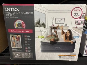 Intex Dura Beam Deluxe Dual Zone Comfort AIRBED eingebaute Pumpe Queen 22 Zoll, OBN - Bild 1 von 2