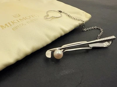 Barra de corbata de golf MIKIMOTO perla motivo plateado de club de golf con bolsa de Japón Foto 1 de 4