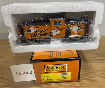 MTH Railking 30-77411 Halloween Extended Vision Caboose LED Lights O Gauge Train - Image 1 of 4