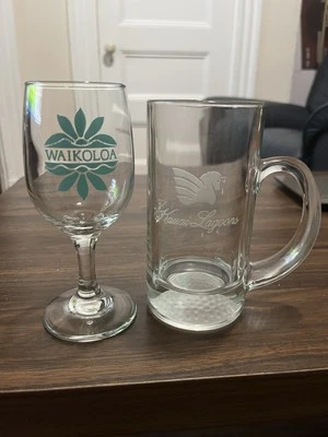 Juego de vasos de golf Hawaii - Copa de vino Waikoloa + Taza de pelota de golf Kauai Lagoons 14 oz Foto 1 de 4