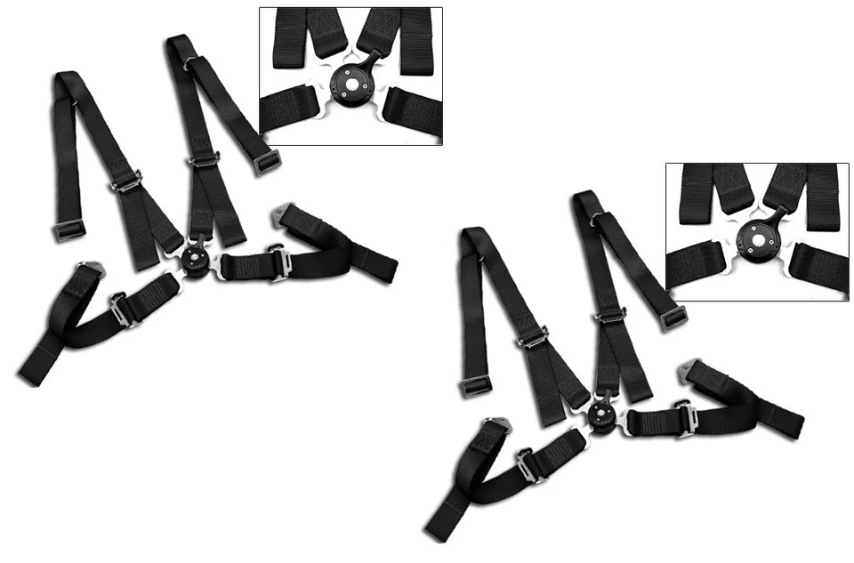 2 X BLACK 4 POINT CAMLOCK QUICK RELEASE RACING SEAT BELT HARNESS 2" FORD ** - Image 1 of 1