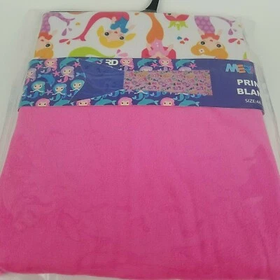 Manta suave de lana cola de sirena niños niñas ROSA con estampado de sirena 48,5" x 18" Foto 1 de 3
