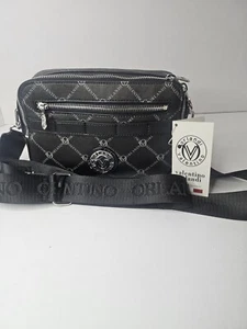Valentino Orlandi Crossbody Black Handbag Luxury Logo Pattern V-3007 - Picture 1 of 13