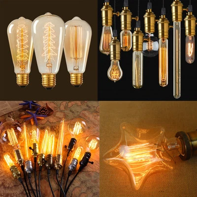 All Squirrel Cage E27 Screw ES Antique Edison Bulbs Dimmable Filament Light Lamp - image 1 of 4