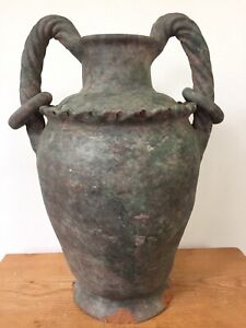 15" Terracotta Red Clay Grecian Style Urn Vase Garden Porch Decor Yard Ornament