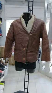 SHEARLING montone marrone in pelle  PRE-OWNED uomo woman VINTAGE tg 44MON55L - Picture 1 of 10