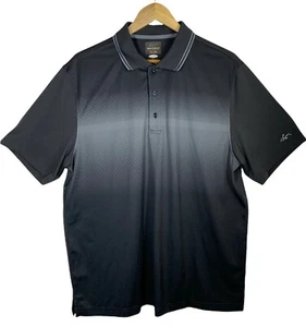 GREG NORMAN Tasso Elba Size L Black & Gray Polo Shirt Short Sleeve Play Dry Soft - Picture 1 of 11