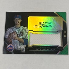 ZACK WHEELER 2016 Topps Triple Threads Unity Jumbo Relic Emerald Auto Patch /50