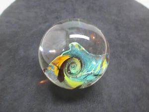 IRIDESCENT COSMIC SWIRL Signed GLASS EYE STUDIO GES 3" Glass PAPERWEIGHT - Picture 1 of 3