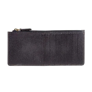 Myra Bags #9338 ID, Tarjetero 7"x3.25"~Bloqueo RFID~Cuero Negro~Muchas Ranuras~ - Imagen 1 de 3